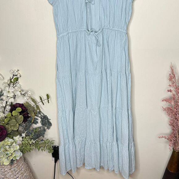 & OTHER STORIES Cotton Square Neck Smock Midaxi Dress Sky Blue {3P31} - Picture 10 of 11